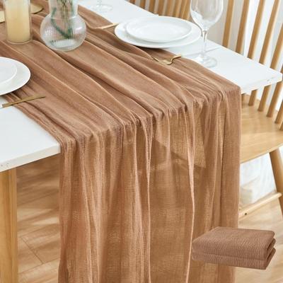 Bohemian Vintage Table Runners Pleated Fabric 300cm Cheesecloth Table Setting Multi-color Boho Gauze Tablecloth Beach Wedding