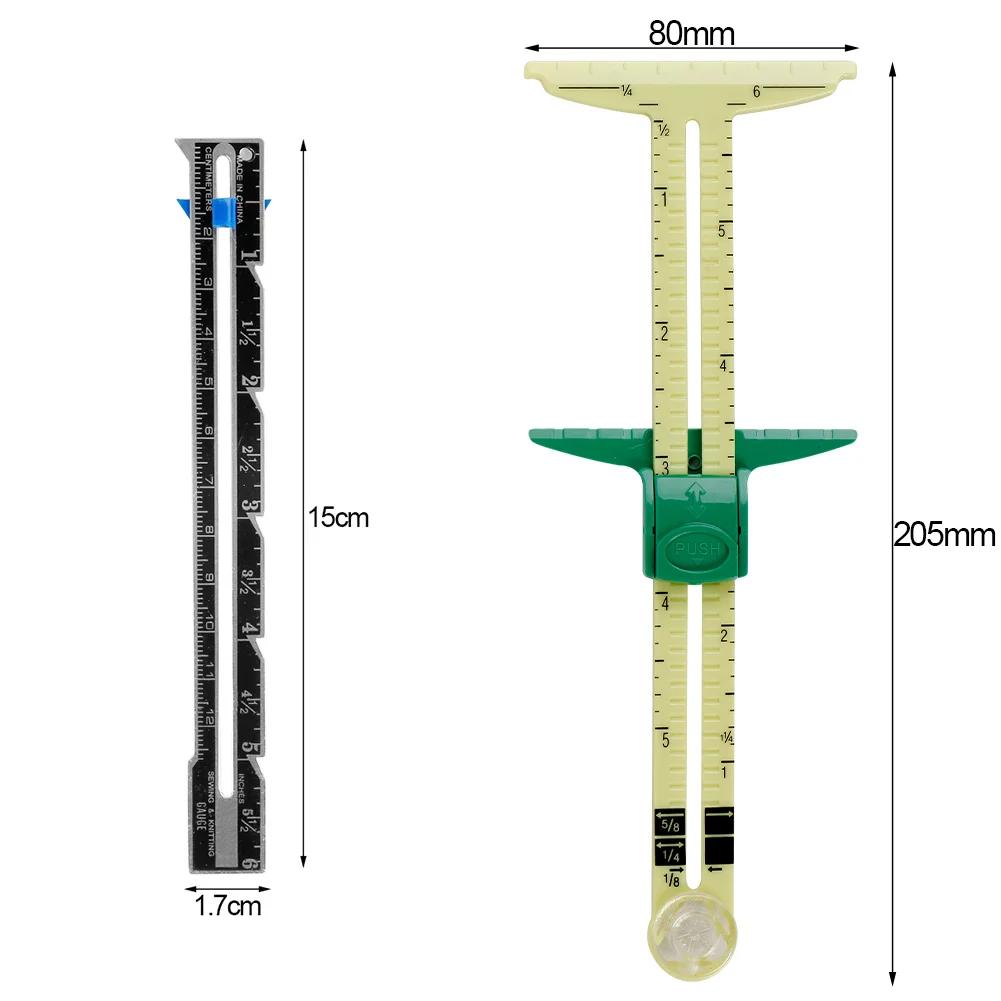 5-IN-1-Nähnahtlineal, Messlehre, Patchwork-Quilt-Schneiderlineal, Größenmesser, Helfer, Aluminium-Kunststoff-Schiebelehre