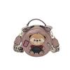 Cartoon Teddy Bear Round Cookie Handheld & Crossbody Bag with Wide Strap - Women's Cute Small Bag