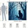 Mystical Night Forest Cat Shower Curtain - Water-Resistant, Easy to Clean, Adds a Magical and Serene Touch toYour Bathroom Decor