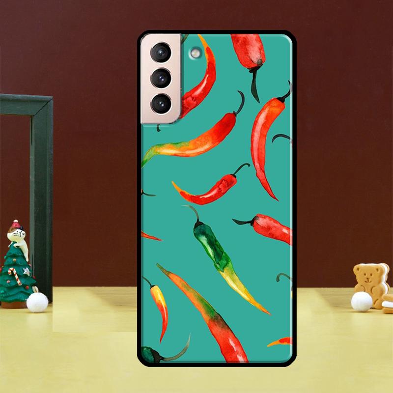 

Red Chilli Pepper Pattern Fundas For Samsung Galaxy S23 S20 FE S21 FE S22 Ultra Note 20 S10e S8 S9 S10 Note 10 Plus Case Galaxy S23