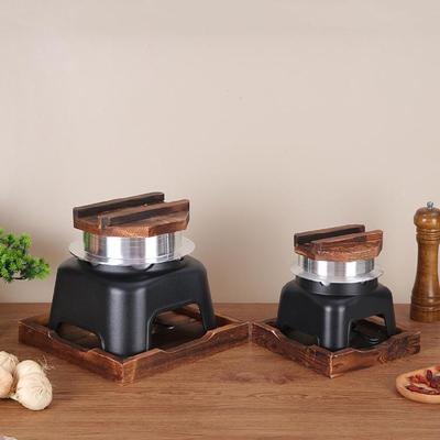 Portable Alcohols Fueled Rice Steamer Pot With Thick Aluminum Body Wooden Lid For Outdoor Camping Picnics Cookware Set