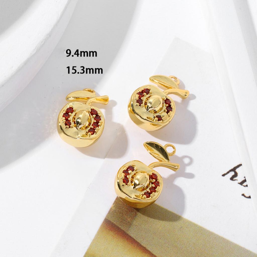 2 PCs Brass Charms 18K Gold Plated 3D Fruit Cherry Peach Strawberry Grape Pendants For Jewelry Making Necklace Bracelet DIY