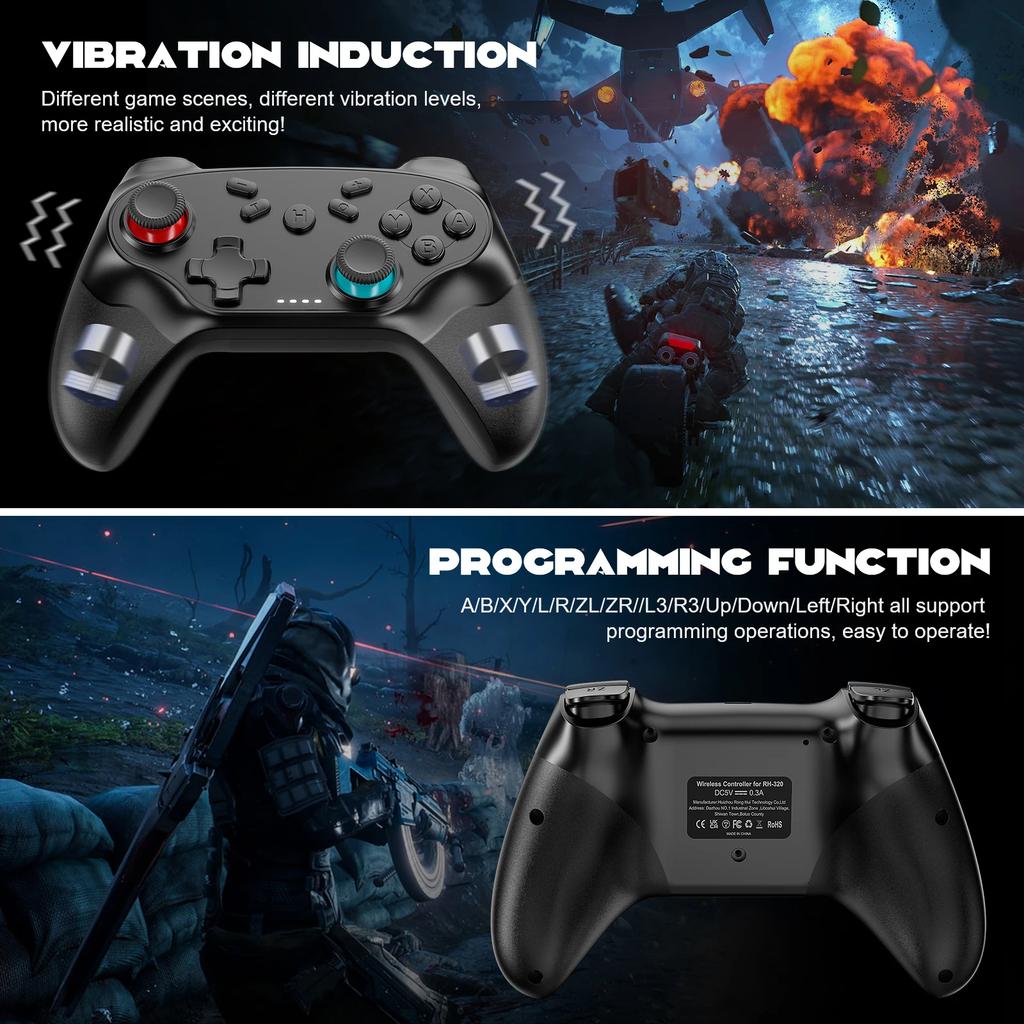 Gamepads For Switch/Ios/Android Bluetooth Wireless Controller Turbo Game Controller Vibration Control Console Remote Accessories