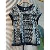 Women African Animal Print Contrast Trim Crew Neck Drawstring Hem Short Sleeve T Shirt