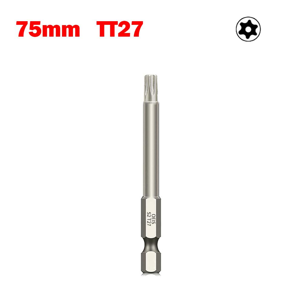 1pc 75mm Hollow Torx Screwdriver Bit 1/4 Inch Hex Shank Magnetic Head Screw Driver Bit Torx6T7 T8 T9 T10 T15 T20 T25 T27 T30 T35
