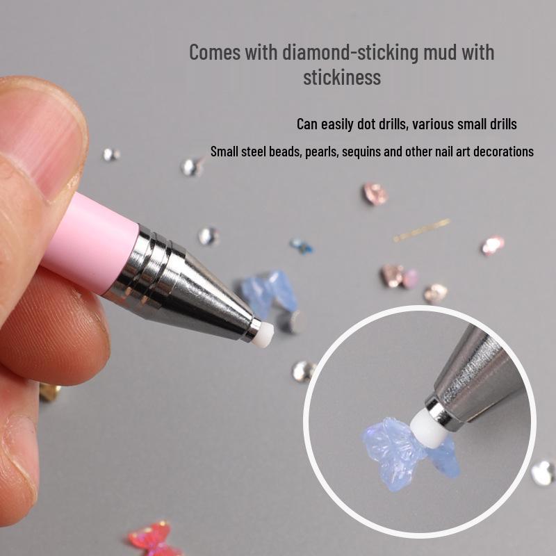 Rotating Push-Press Rhinestone Wax Pencil Tool for DIY Nail Art and Beading Rhinestone Inlay