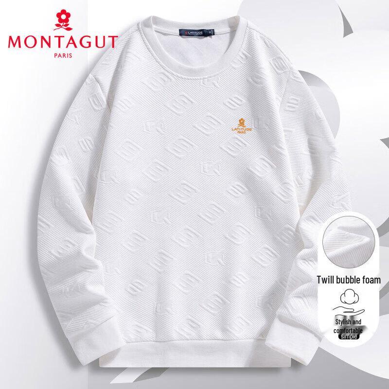 

MONTAGUT Men s Bubble Cotton Gold Embossed Long Sleeve Sweatshirt L