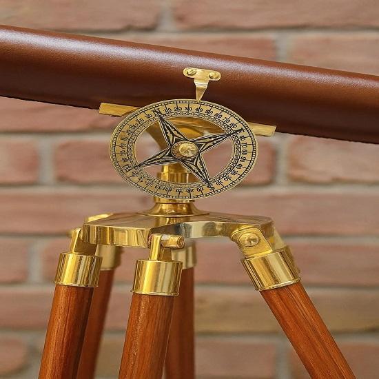 Handmade Brass Telescope with Wooden Tripod Nautical Decor Telescope Gift  Engraved Spyglass for Office Home Decoration
