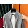Men's Slim Fit Stand-Up Collar Zip-Up Cardigan - Versatile Solid Color Knitwear for Autumn and Winter