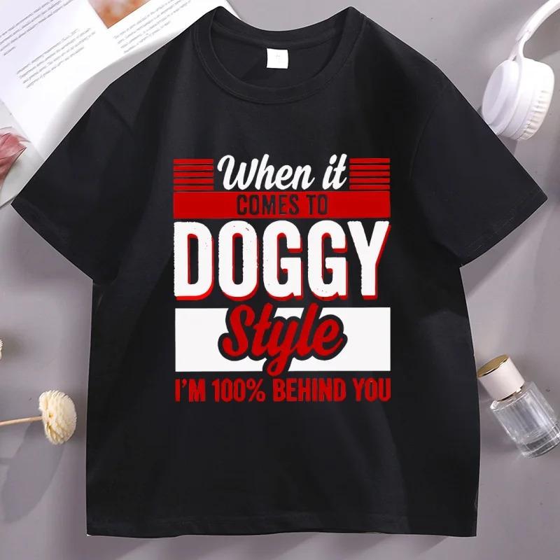 Fashion Women s T-Shirt When It Comes To Doggy Style Graphic T-shirt Fun S чёрный