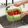 Ventilated Food Storage Rack Kitchen Sink Hanging Drain Basket, with Quick Drying Holes, Foldable Portable Drainer for Noodles Space Saving