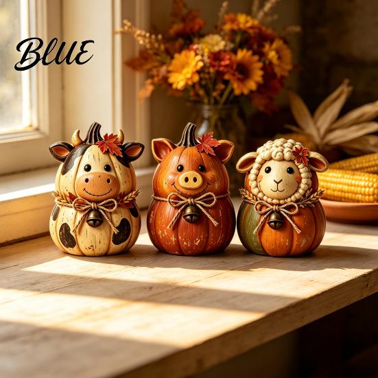 Country Style Thanksgiving Ornaments 3PCS Rustic Autumn Harvest Wooden Ornaments, Animal Designs Retro Vintage Distressed Wood Crafts Farmhouse