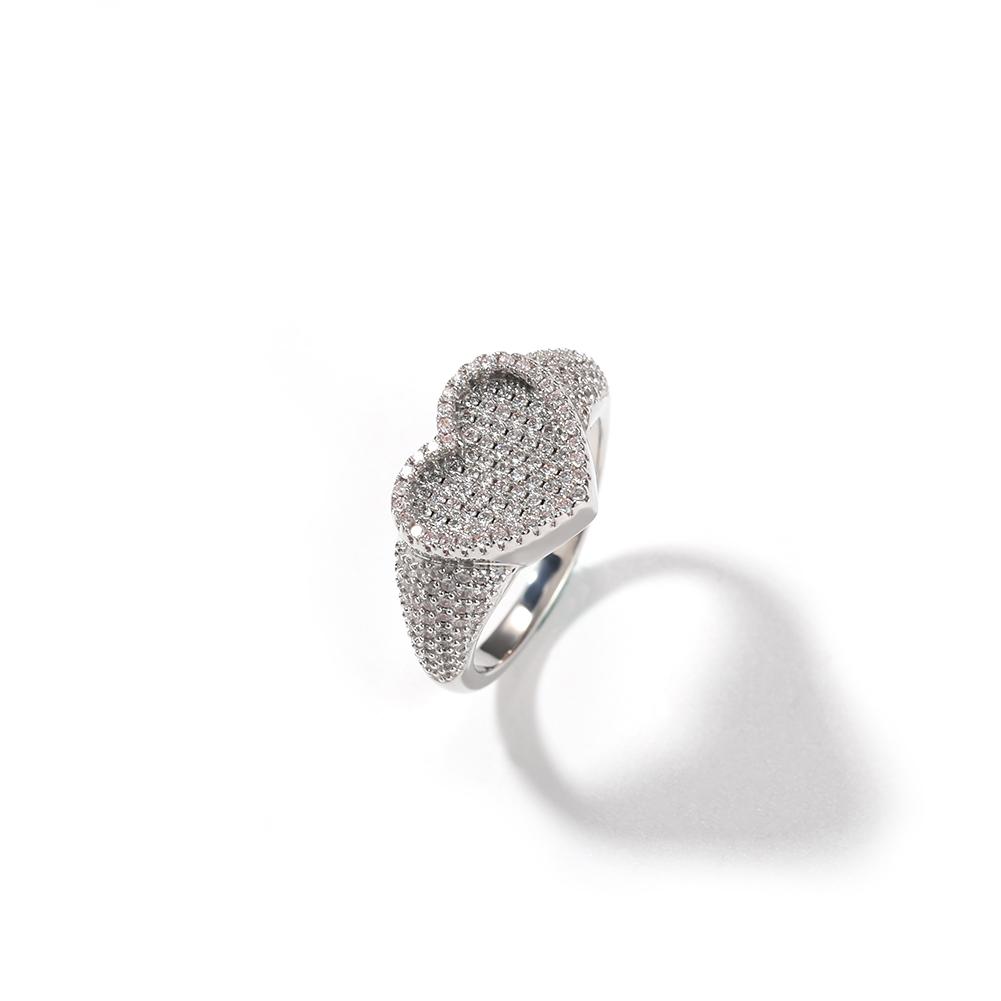 

THE BLING KING Sunken Heart Ring Micro Paved Out Bling Cubic Zirconia Ring Exquisite Gift For Men Women Punk HipHop Jewelry 10 срібний