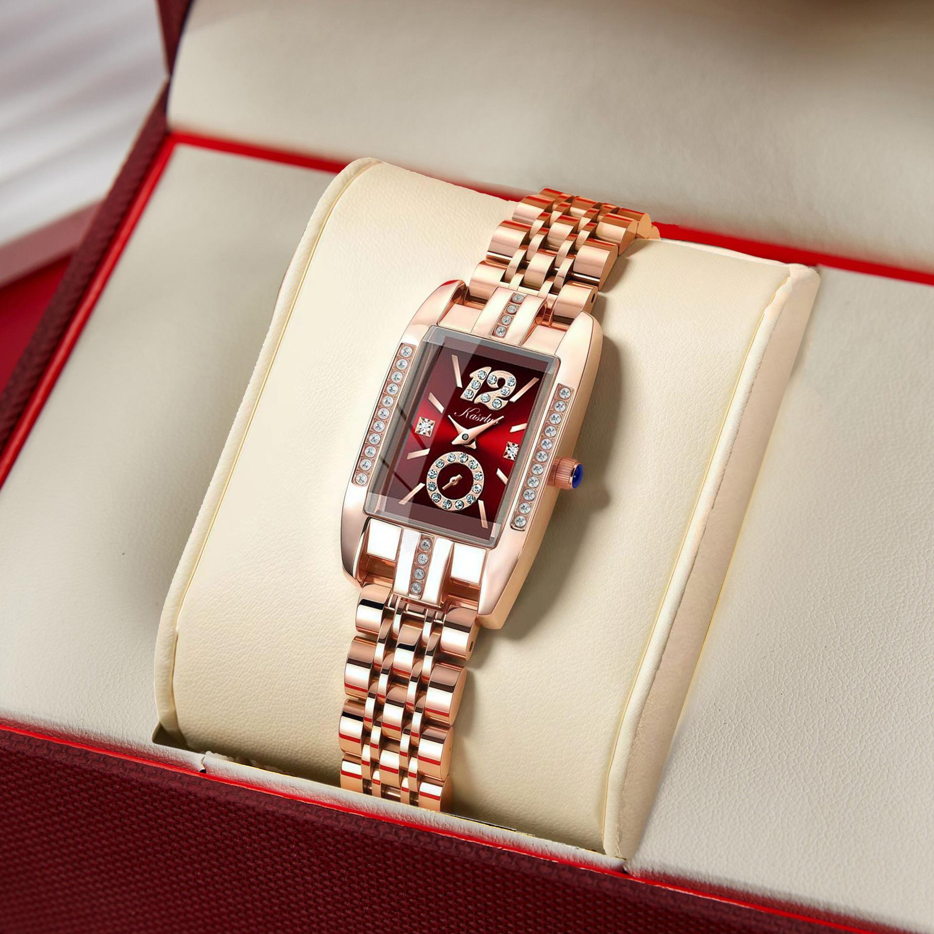 Casaro Fashion Square Watch Women S Fashion Light Luxury Watch Delicate Steel Belt Waterproof Quartz Watch
