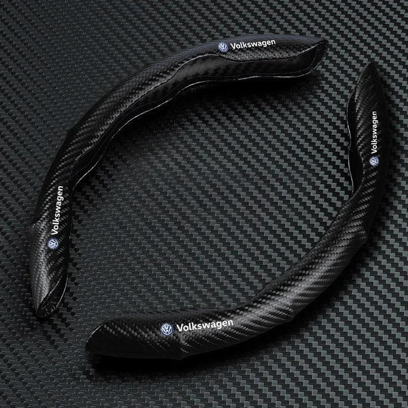 

Carbon Fiber Car Steering Wheel Cover Left+Right Non-Slip Steering Cover Protector For Volkswagen Sagitar Polo R-Line R Scirocco
