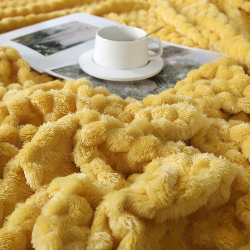 2024 Golden Turtle Velvet Blanket with Pineapple Grid Edge Multi functional Solid Color Falei Velvet Blanket Warm Bed Sheet