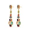European and American color zircon earrings heavy industry long stud earrings niche design high-end earrings
