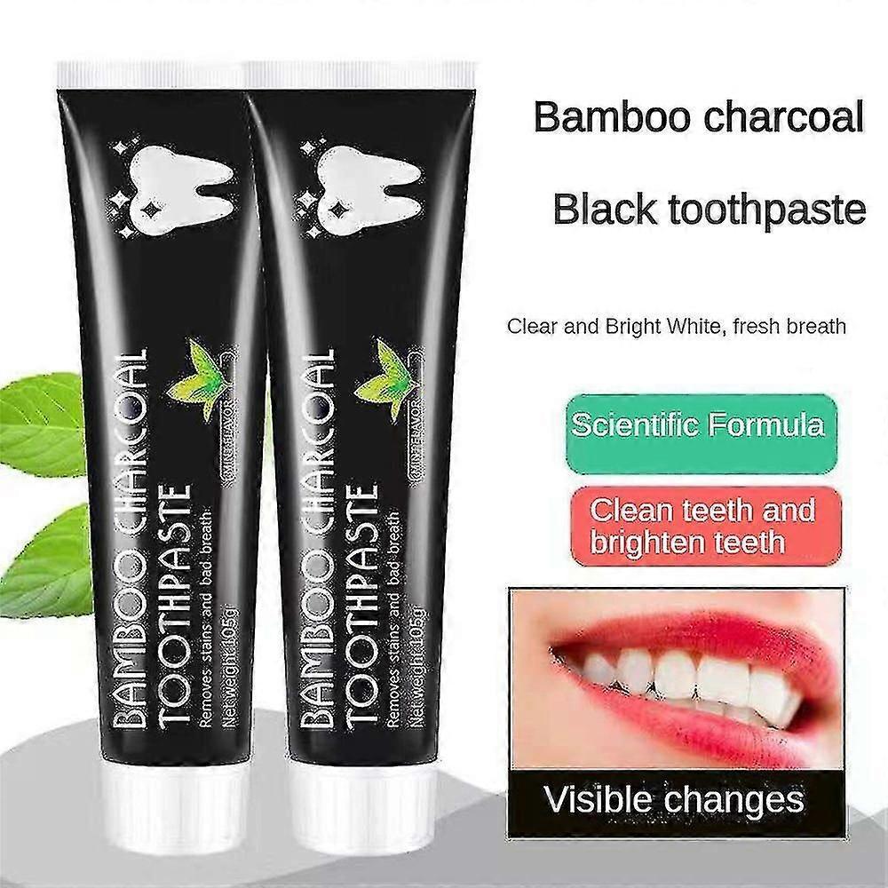 1-3pcs Bamboo Activated Charcoal Toothpaste Teeth Whitening Fluoride Free 105g