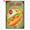 Pizza Metal Sign Plaque, Vintage Fast Food Tin Sign, Ice Cream Wall Decor, Hot Dog for Kitchen, Diner Bar, Bread Room Decor, WY4