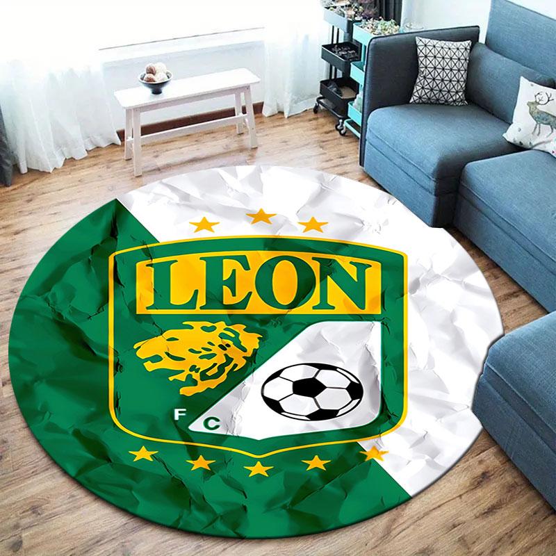 Club León Football Club Round Area Rug,Carpet Rug for Living Room Bedroom Sofa Playroom Decor,Non-slip Floor Mat