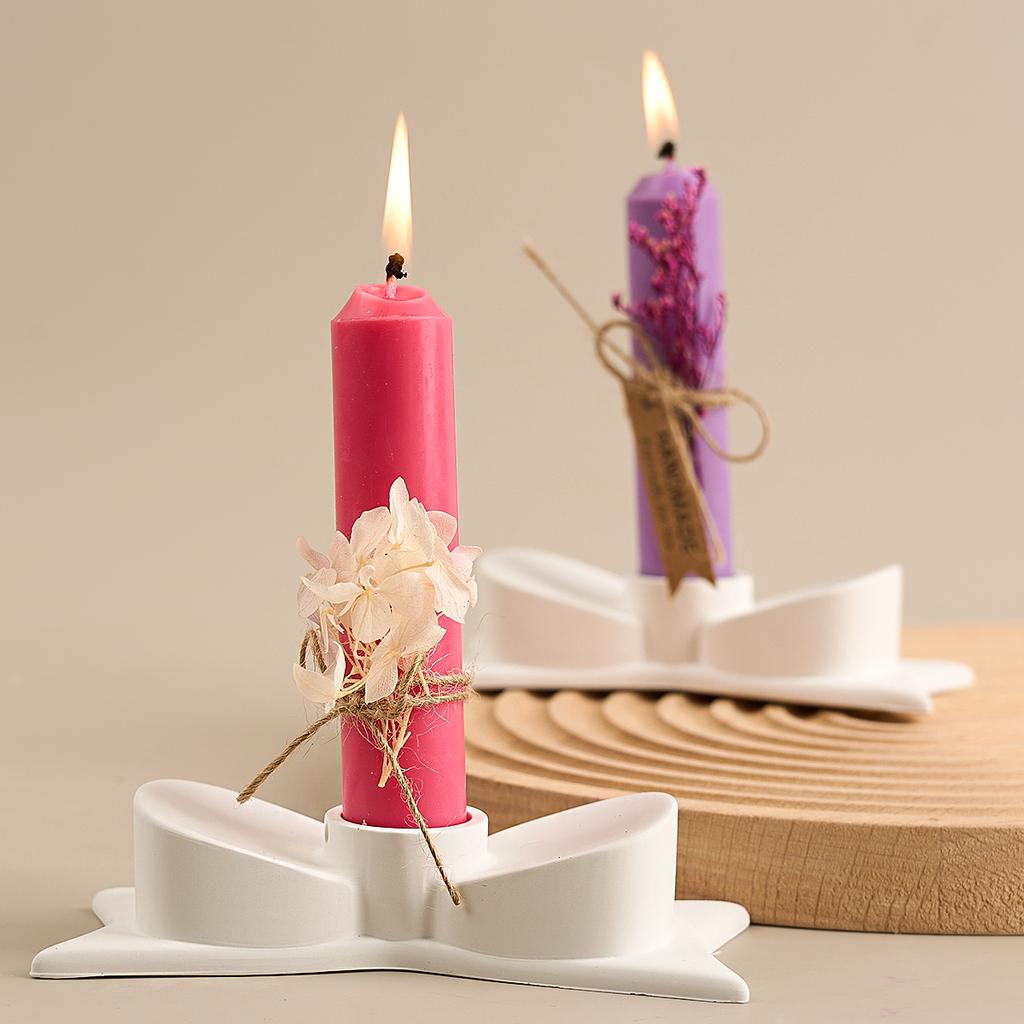 Mašle Svícen Silikonová Forma Beton 3D Mašle Svícník Sádrová Forma Výroba Forma DIY Svatba Řemeslo Svícník Domácí Dekorace