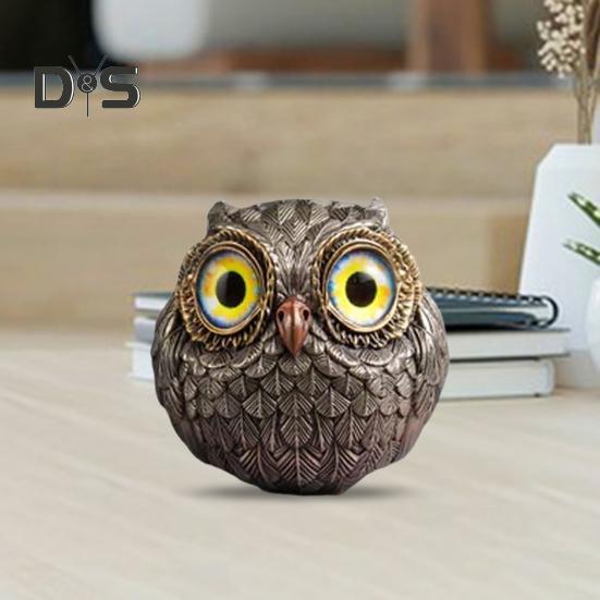 2ks miniaturní figurky sovy Ručně vyrobené socha sova socha zvířete Drobná plastika sovy z pryskyřice Stolní ozdoba pro dekoraci domácí police