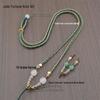 Four-Strand Braided Necklace Lanyard with Jadeite, White Agate, and Dongling Jade Pendant