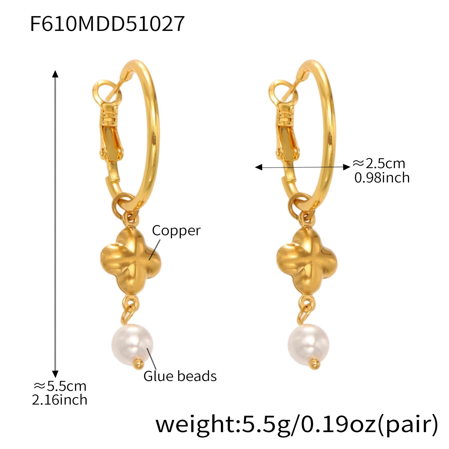 Qiong Yao 18K Gold Plated Clover Bead Pendant Earrings - Fashionable and Versatile Jewelry.