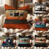 Music Tape Print Cushion Cover Multi-Scene Pillow Cover for Home & Car - Reversible, Soft & Durable for Daily Use