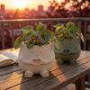 Face Flower Pot Cute Resin Flower Head Planter For Indoor Outdoor Unique Sit Chair Pots Home Garden Decor