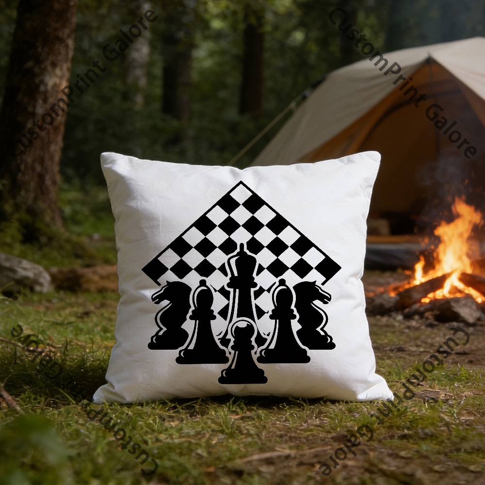 Chess Board HD Print Square Pillow Cover Polyester Lightweight Customizable for Home Office Sofa Decor