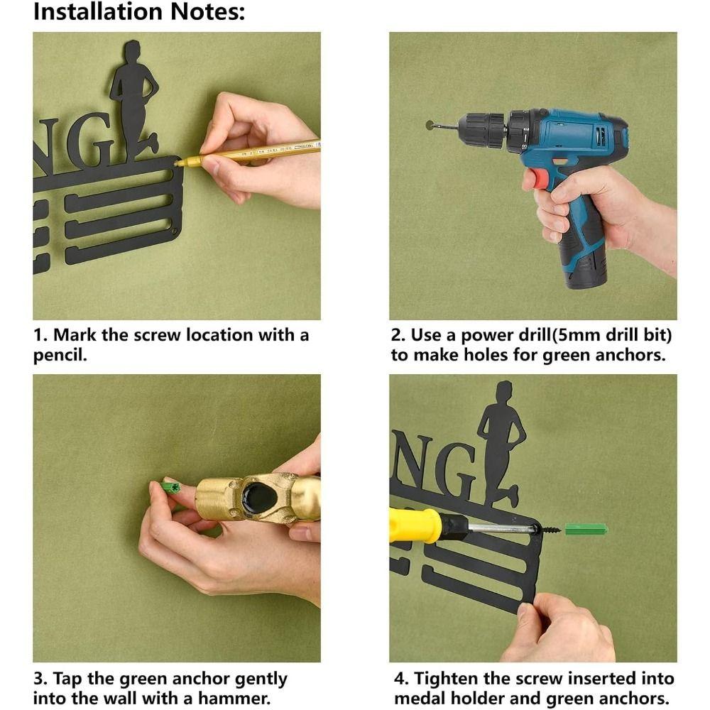 Metal Wall Medal Holder Black 29x13 cm for Sports Awards Trophy Display