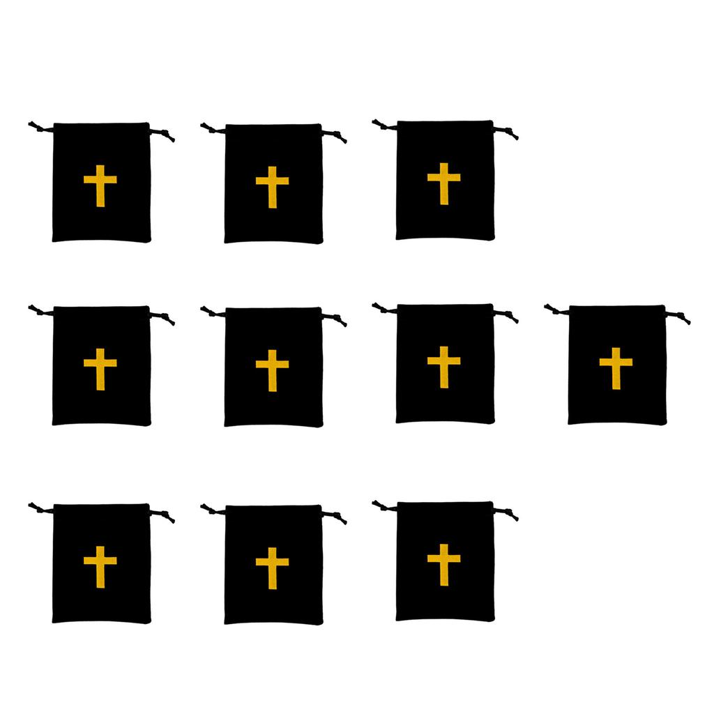 10pcs Velvet Rosary Pouches Velvet Drawstring Bags With Cross Design Velvet Rosary Bags For Jewelry Lovers And Travelers