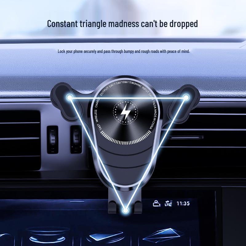 Samochodowy uchwyt na telefon grawitacyjny transgraniczny: Uniwersalny uchwyt 15W do nawigacji na kratkę wentylacyjną.