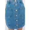 Blue High Waist Front Buttoned Stitching Detail Denim Skirt Twoss22et00050
