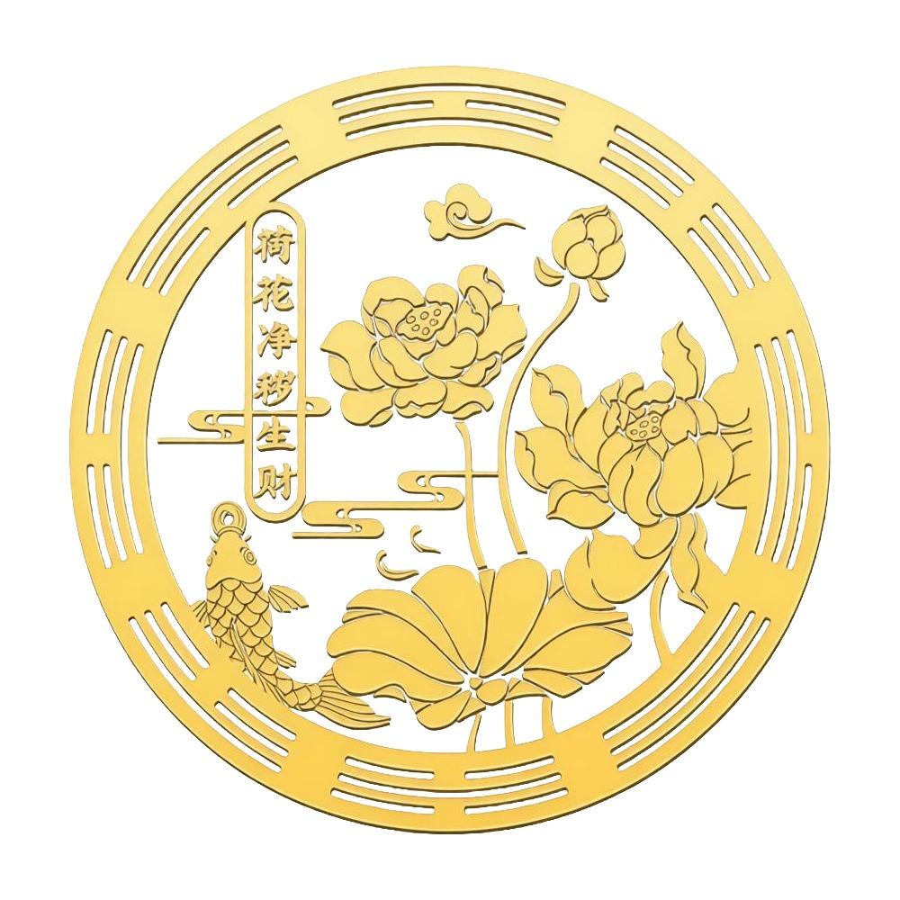 6CM Lily Lotus Decal Lucky Carp Design Metal Decal Door Decoration Lotus Sticker Car Decoration