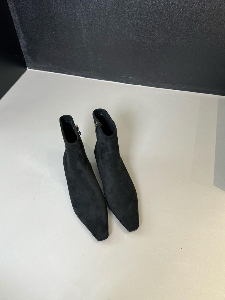 New Spot 2025 Korean Retro Suede Thin Boots Heightened Square Head Short Boots Women's Versatile Autumn and Winter New Women's Boots