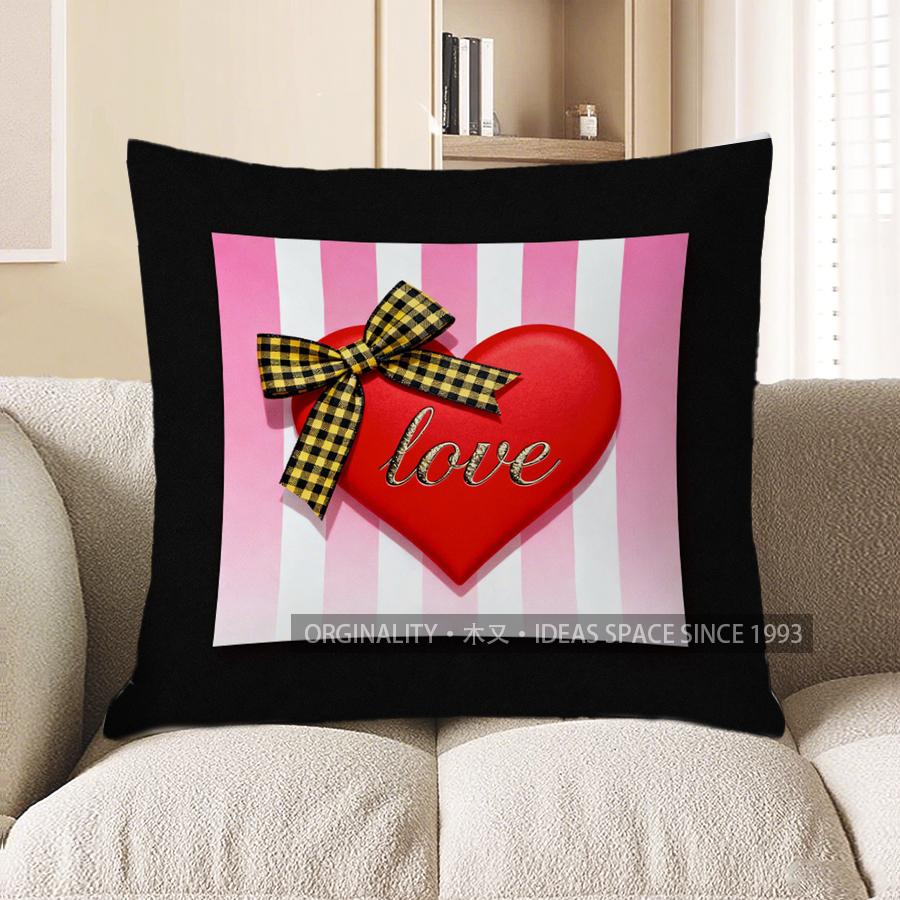2D Valentine Love Heart Pattern Cushion Cover Pattern Cushion Cover Suitable For Sofa Bedroom Car Pillow Cover