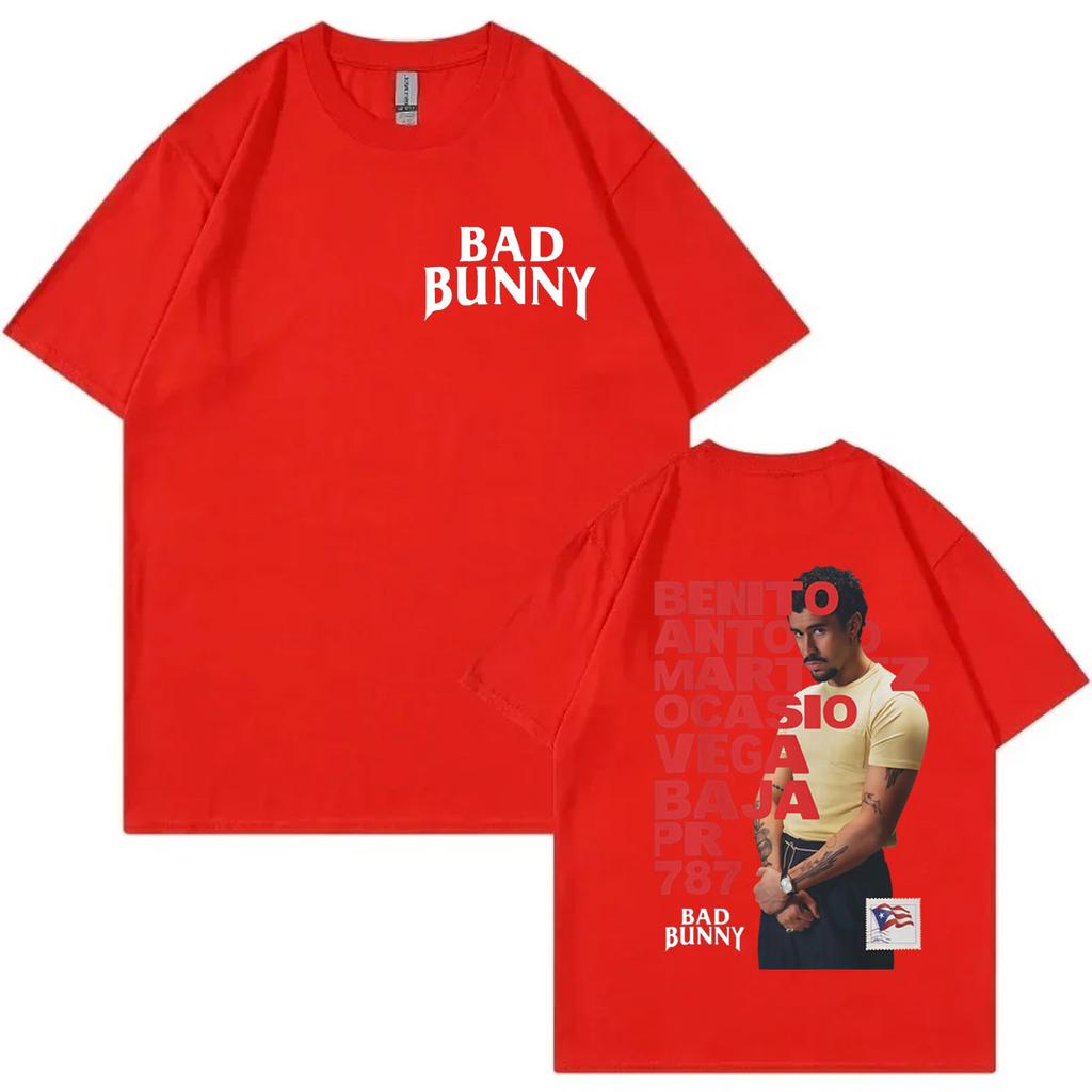 Rapper Bad Bunny Merch T Shirt Fashion Hip Hop Vintage Short Sleeve Tshirts Men Women Clothing Casual Cotton Tshirt Streetwear