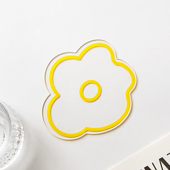 Acrylic Flower Coaster Heat-Resistant Scratch-resistant Cup Pads Non-Slip Cute Transparent Cup Mat for Kitchen Living Room Office