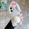 Kawaii 3D Cartoon Benny Rabbit Case For iPhone 16 15 14 13 12 Pro Max Soft Silicone Cover With Hairball Tail Holder