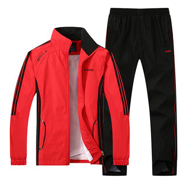 Men's Sportswear Suit Sweatshirt Tracksuit Casual Sets Outwear 2PC Jacket+Pants Plus Size L-5XL
