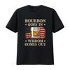 Bourbon Goes In Wisdom Comes Out T Shirt Funny Drinking Vintage Washed Top For Everyday Wear Versatile Slightly Soft Streetwear