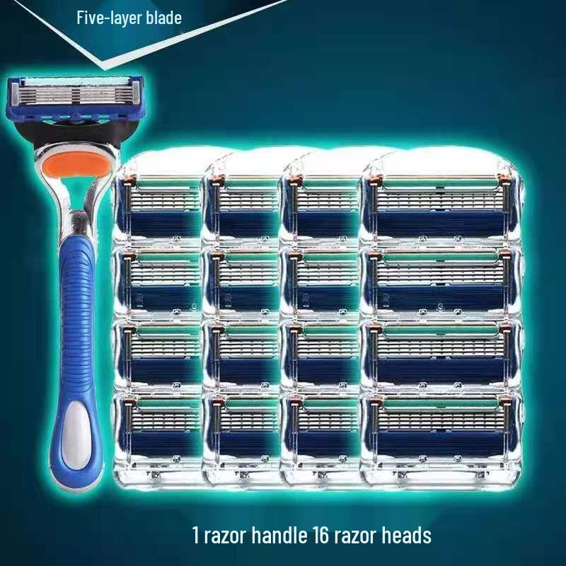 Traditional German Five-Blade Razor for Men - Manual Shaver, Old-Fashioned Beard Razor