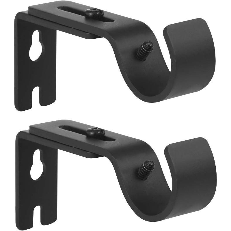 Heavy Duty Adjustable Curtain Rod Brackets Rod Holders for 1 Inch Rod, Silver Color, (Set of 2)