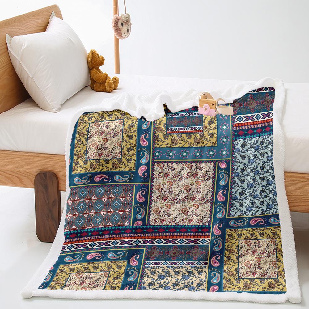 Ethnic Pattern Blanket 2D Digital Printing Thickened Blanket Lamb Fleece Crystal Fleece Blanket