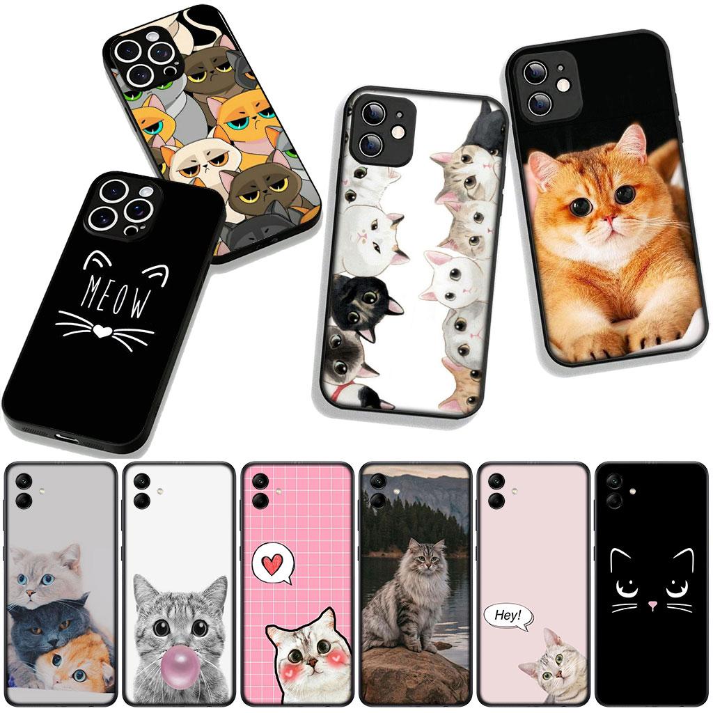 Cover for Samsung Galaxy A25 A37 A57 A12 A14 A31 A41 A50 A51 A70 A71 A72 A21S A04 M15 Note 20 9 8 10 Phone Case Cat Meow Cute