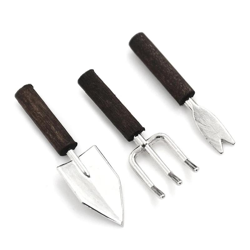 1/12 Dollhouse Miniature Simulation Hoe Farm Axe Spade Shovel Hoe Rake Watering Pot Hammer Farm Gardening Tools Accessories Set