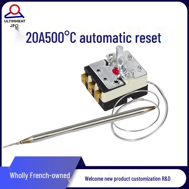 Yili 500℃ Temp Controller: 20A, 3-Phase, SPDT Knob, Temp Probe, 8G Capillary